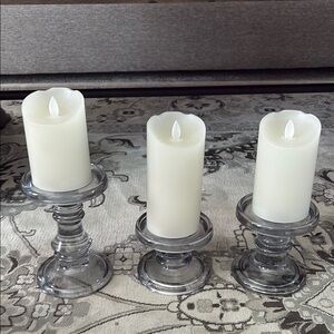 Sophisticated Glass Candle Holders with Cream LED Candles